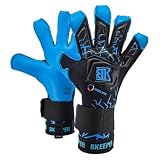 BKeeper Guanti da portiere NAOS #26, nero e ciano, vestibilità ibrida, per adulti, schiuma contatto Aqua (7)