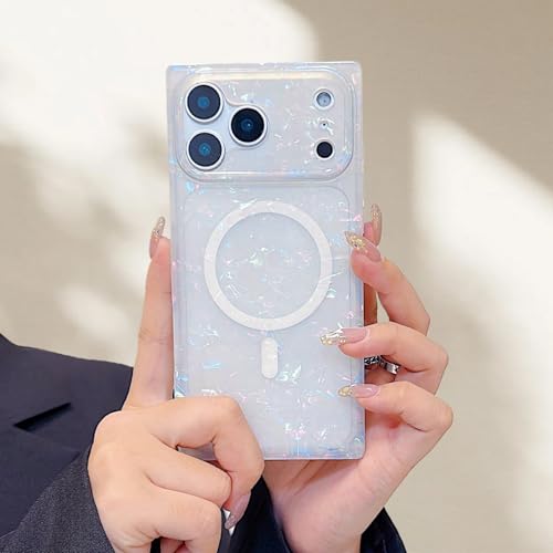 MUGCOFF Magnetic Rectangle Glitter for iPhone 17 Pro Max Case,Translucent by MUGCOFF - Used condition - US$14.11