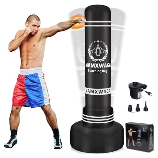 Mamxwaga Sacco da Boxe per Adulti e Adolescenti, 180cm Sacco da Boxe da Terra Pesante Autoportante con Pompa ad Aria Elettrica, per MMA Karate Muay Thai Taekwondo