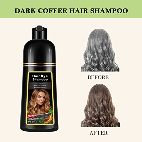 Lymznus Dark Coffee Hair Color Shampoo For Gray Hair, Instant Dark Brown Hair Dye Shampoo 3 In 1 For Women And Men, Long Lasting Brown Hair Shampoo Colors In Minutes 500Ml #TOP1