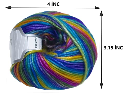 Ice Yarn Picasso (3 Pack) Light Shinny Yarn Knitting Yarn Crochet Yarn For Diy Hand Knitting 44% Acrylic, 56% Polyester (3X1.76 Oz),(3X125 Yds) (Rainbow 2) #TOP2