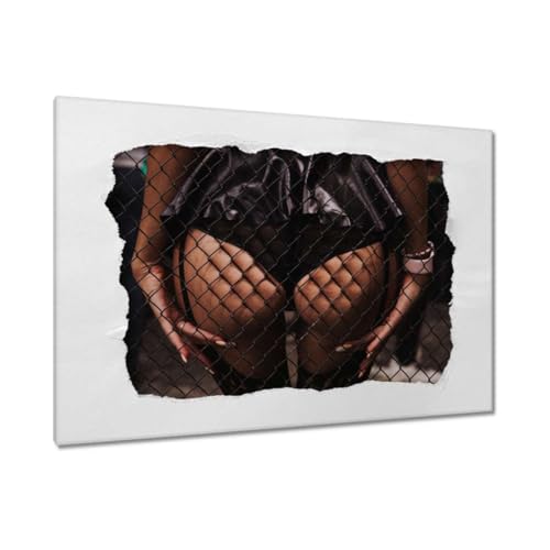 Tableau fesses féminines filet 120x80 cm : peinture sur toile premium pour salon chic