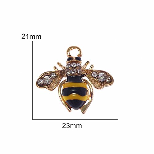 Juliewang 12Pcs Enamel Bees Charms For Women Jewelry Necklace Making Pendants (Gold) #TOP1