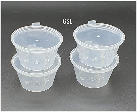 50 x Plastic 30ml Hinged Lid Deli Pot or Sauce Pot - 100% BPA FREE - (1RL)