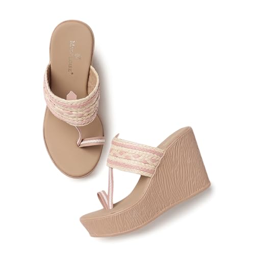 Marc Loire Women Embellished Ethnic One-Toe Wedge Heels | Slip-On Sandals with Comfortable Sole (Purple, UK Footwear Size System, Adult, Women, Numeric, Medium, 7)