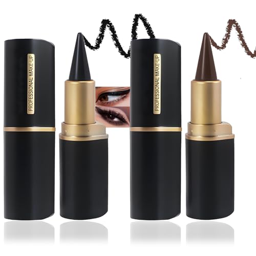 Image of 2 Pieces Black & Brown Gel Eyeliner Pencil Set, Waterproof Smudge-Proof Formula, Fine Precision Tip for Defined Lines, Easy Smooth Glide Day To Night Eye Makeup—Dual-Tone Duo