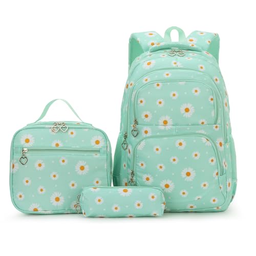Sac à dos d'école imprimé floral 3 en 1 avec sac à déjeuner et trousse