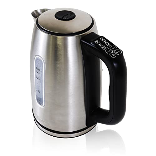 Kenmore 1.7L Cordless Electric Kettle w/ 6 Temperature Pre-Sets, Stainless Steel Teakettle w/LED light, Auto Shut-Off, Keep Warm, Boil-Dry Protection, Silver by Koolatron - Used condition - US$36.63