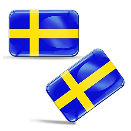 2 x 3D välvd silikonklistermärken dekaler Sveriges nationella svenska flagga bil motorcykelhjälm F 47