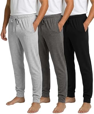 3-Pack Men's Cotton Jogger Pajama Pants – Comfortable Sleep & Lounge Pants with Pockets