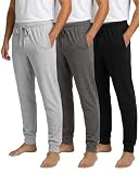 3 Pack Men's Cotton Joggers Pajama Pants Comfy Sleep Lounge PJ Pockets PJs