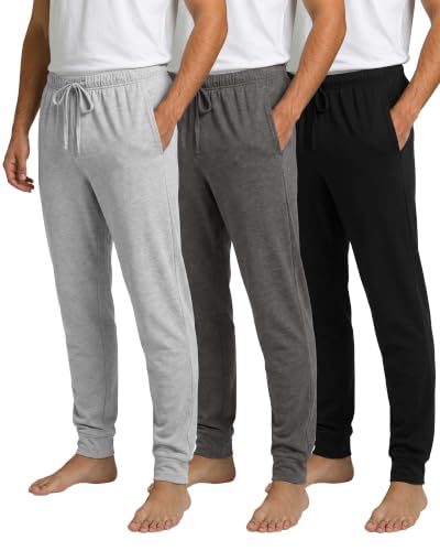 3-Pack Men's Cotton Jogger Pajama Pants – Comfortable Sleep & Lounge Pants with Pockets