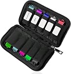 USB Case USB Flash Drive Storage Case,10 Slot USB Case with Blank Label,Compatible with SanDisk/SamData/Samsung USBs Flash Drives Jump Drive Memory Stick SD Card Cable USB Storage Case(Black)