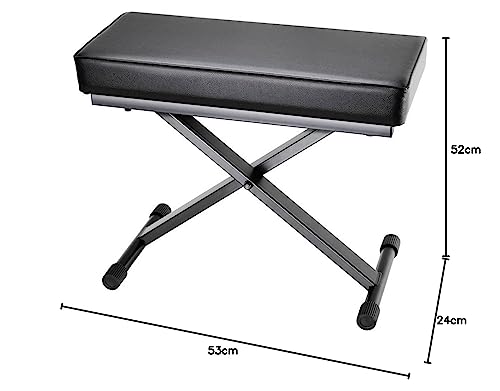 Adam Hall Stands SKT 17 - Extra Dick Gepolsterte Zusammenklappbare Keyboard-Bank, bis zu 52 cm, Stahl, schwarz