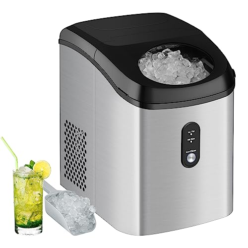 GAOMON Ice Maker Countertop with Soft Chewable Pellet Ice, 10,000pcs/ 44 Lbs/Day Nugget Ice Maker, Stainless Steel Ice Machine with Self-Cleaning, 24H Timer, Ice Basket & Ice Scoop for Home RV Office