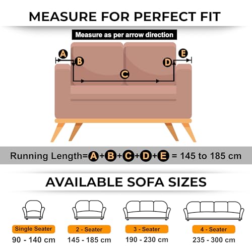 Image of Story@Home Sofa Cover 2 Seater - 145 X 185 Cm | Antislip Sofa Cover Polyester | Orange & Beige Abstract Design Elastic 2 Seater Sofa Cover Stretchable Slipcover | 2 Seater Sofa Cover for Living Room