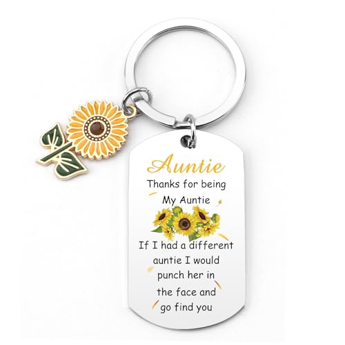 Image of Nudoraw Keyring Auntie Mothers Day Gifts for Auntie Gifts From Niece and Nephew Best Aunty Gift Ideas Aunty Presents for Aunties Birthday Aunt Easter Christmas Ladies Gift for Women Aunt Keychain