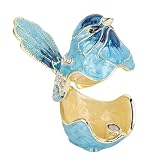 Fabater Emalii Ptak Trinket Box Zawias Rhinestone, Znakomite Ptaki Figurki Wystrój Domu Mały Ptak Organizator Organizator Pudełka Pierścienia Naszyjniki Kolczyki Małe Akcesoria (BLUE)