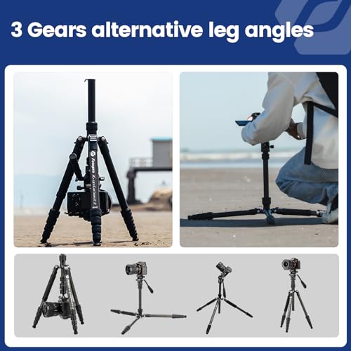 Image of Fotopro 62 inch Carbon Fiber Travel Tripod, Lightweight Compact Video Tripods with Fluid Head, Detachable Monopod with Arca-Swiss Quick Release Plate and Bag, Camera Tripod Load up to 8KG /17.63lbs, Green