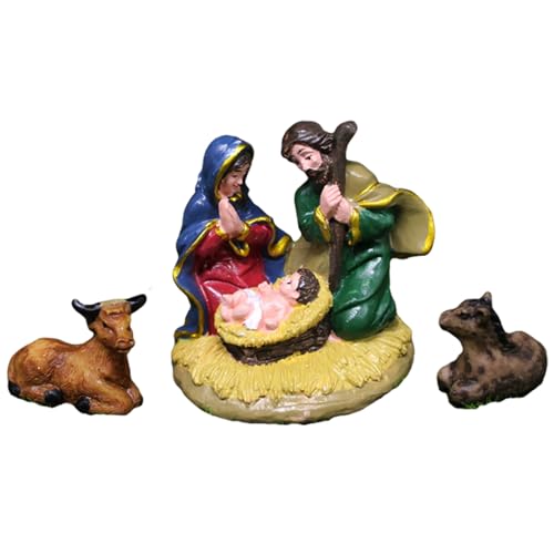 Wdbild Nativity Statue Scene Set Holy Manger Christmas Crib Figurines Miniatures Ornament Home Decorations