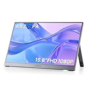 ARZOPA 15.6" Portable Monitor Space Grey, Ultra-Light Design, Full HD 1080P, Eye Care & Built-in Speakers, USB C & HDMI Connectivity, Plug & Play for Laptop/PS4/Switch - A1 Grey