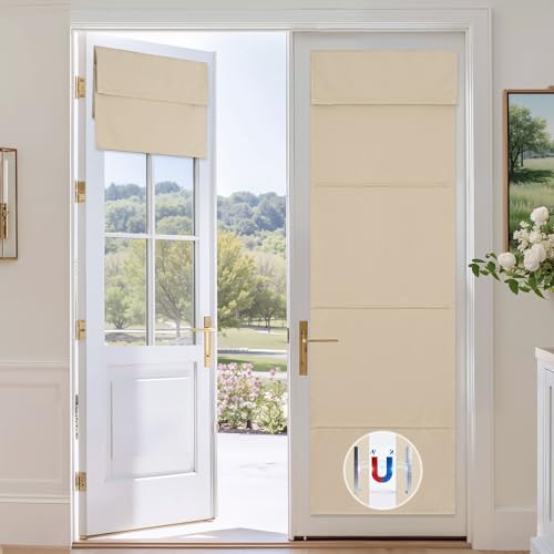 RYB HOME Magnetic Blackout French Door Curtain for Door Window