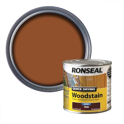 Ronseal QDWST250 250ml Woodstain Quick Dry Satin - Teak