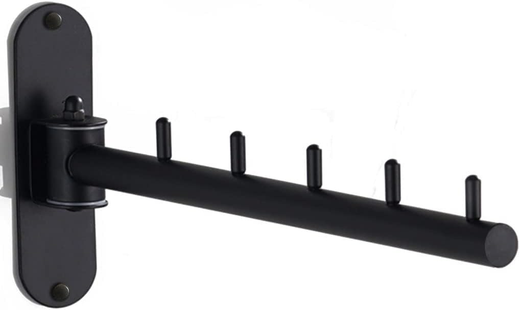 Folding Wall Mounted Clothes Hanger Rack with Swing Arm, Foldable 180°Rotation