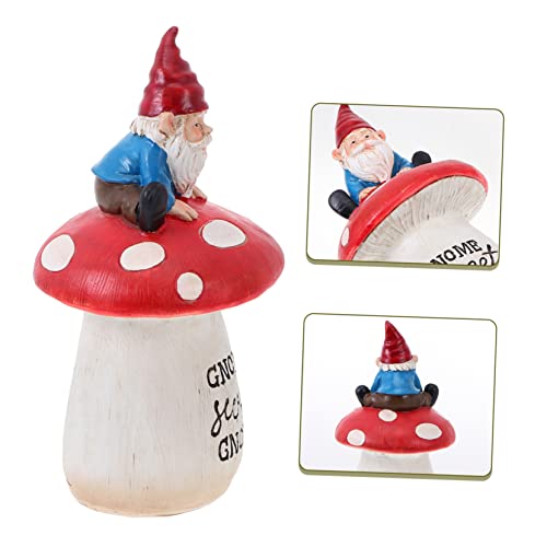 Décoration de jardin résine figurine de gnome statuette extérieure champignons