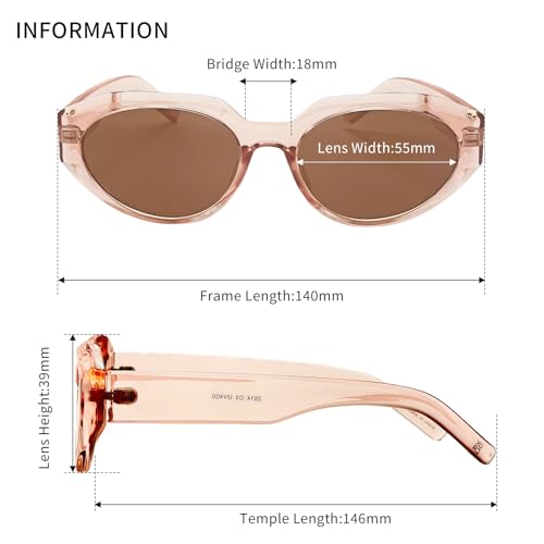 Vylenxio Retro Oval Cat Eye Polarized Sunglasses for Women, UV400 90s Y2K Vintage Shades, VY2514 — view 2