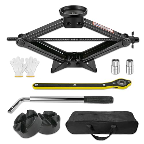 Car Jack Kit 2.5 Ton (5512 lbs) with Rubber Jack Pad,Emergency Kit Tire Changing Kit for Car SUV MPV by Baffixit - Used condition - US$35.41