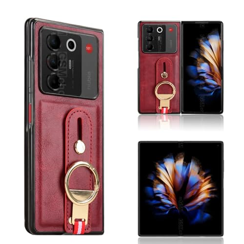 ZTE Nubia Fold 5G �p �P�[�X SpinoArmor ���ƃL�b�N�X�^���h�@�\ ���|�� �X�g���b�v�t�� �ϏՌ� �����Y�ی� ���烌�U�[�[ + TPU�P�[�X �v�̎��� ��ʃ����Y�ی� �����h�~ �g�уJ�o�[ �w��h�~ ZTE Nubia Fol