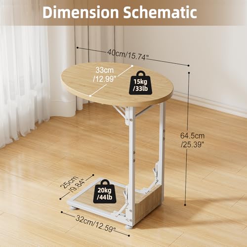 Elbourn Folding Side Table End Couch Tables, C-Shaped End Table for Living Room, Small End Table for Bedroom, Coffee Table(Nature Wood Color) by Elbourn - Image 8