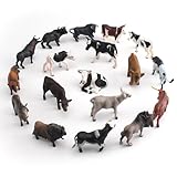 LC JoyCre 18PCS Mini Cow Figurines Toy Cows Bull Toys Calves Figurines Set Realistic Farm Animal Toys Cow Figures for Kids Simmental Calf Animal Figurine Birthday Deco Cake Topper