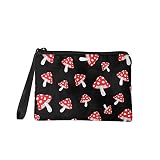Forchrinse Red Mushroom Print Coin Purse Change Pouch Polyester Wallet for Women Girls