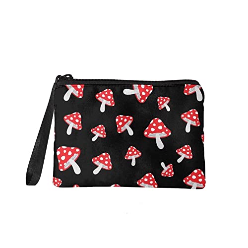 Forchrinse Red Mushroom Print Coin Purse Change Pouch Polyester Wallet For Women Girls #TOP10