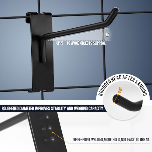 Gridwall Hooks 60 Pcs, Pack in 4 Inch Gridwall & Fixtures Hooks for Grid Wall Panels Accessory, Heavy Duty Display Hooks for Wire Grid Wall Accessories Display Rack Hanging Storage ( Black ) by Froidesente - Image 3