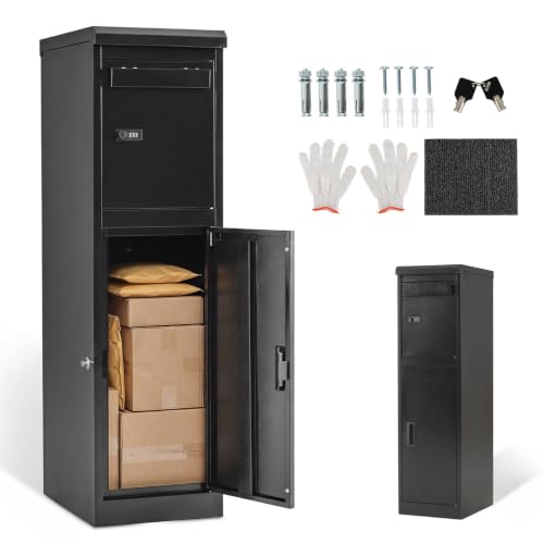 IRONMAX Galvanized Steel Package Delivery Boxes for Outside, 17"×13"×44" | Package Box for Outside Deliveries, Anti-Theft Parcel Mailbox with Double Lock, Weatherproof Parcel Box for Porch & Driveway
