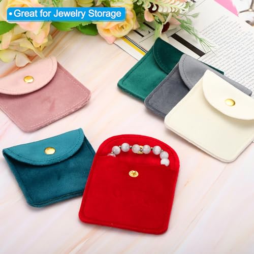 Bolsas de terciopelo de 8x8cm con botón para guardar collares y pulseras 6