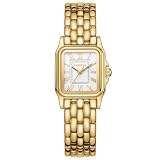 CHEETAH Orologio da donna analogico al quarzo con cinturino vintage, cassa rettangolare, quadrante romano, digitale, impermeabile, orologio da polso da donna, Oro-Bianco, vintage, petite, delicato