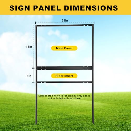 Yaocom 6 Pack Real Estate Yard Signs Metal H Frame with Rider Black Real Estate Sign Holder Steel H Frame Yard Stakes(18 x 24 Inch,1 Main, 1 Rider) by Yaocom - Image 2