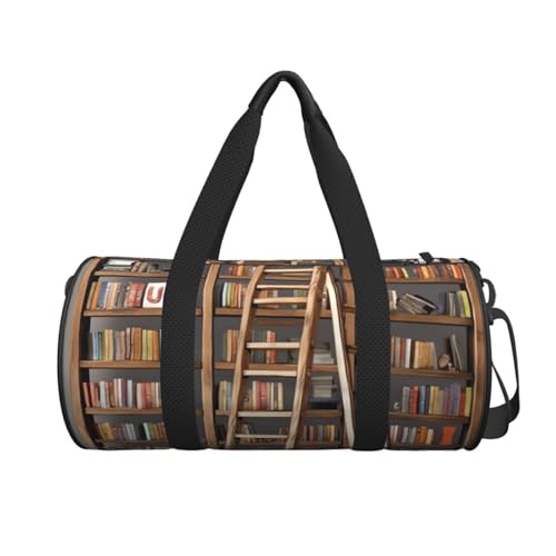 Travel Bag For Women,Funny Book Shelves Collection And Ladder Print Personal Item Duffle Bags,Weekend Travel Duffel Tote Bag,Travel Sport Gym Bag For Men,Airplane Travel Essentials For Flying2