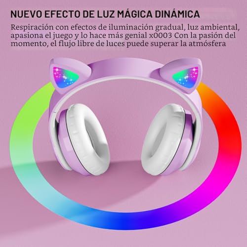 Miniatura 3 de Ohaanyy Auriculares Inalámbricos Bluetooth Para Niños, Plegable Ajustables Cascos Con Micrófono Y Control De Volumen, Auriculares Para Niña De Mujer Cumpleaños De Navidad Lila