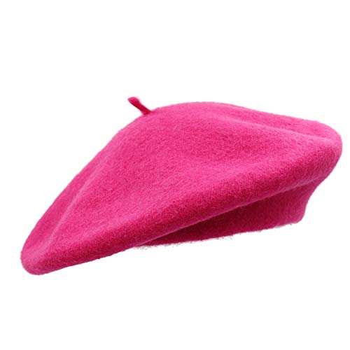 Umeepar Sombrero francés de lana boina sombrero de color sólido sombrero de invierno para las mujeres, rosa (b), Talla única