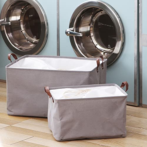 Hinwo 31L Large Canvas Storage Bin with Lid and Handles, 2-Pack by Hinwo - Used condition - Image 3