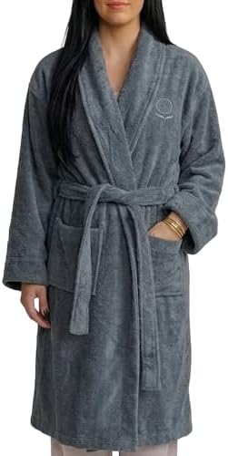 Premium Velour Bathrobe for Women - Plush, Absorbent and Thick Terry Cloth Interior - Womens Robe Made with Soft, Comfy, Certified Organic Cotton - Long, Luxury Bath Robe, Spa & Hotel Quality