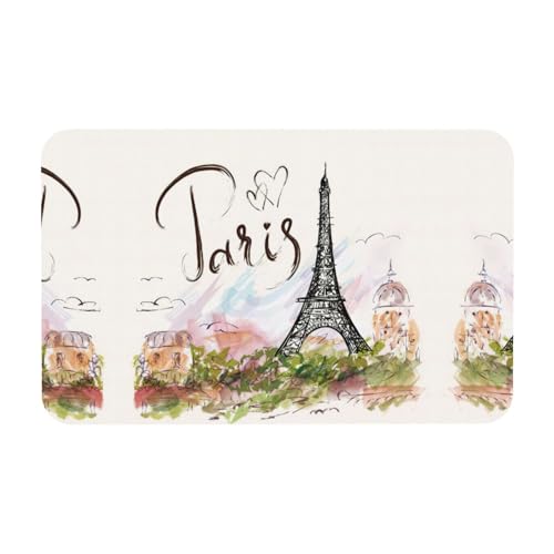 Fgwaauh Alfombrilla de ducha de tierra de diatomeas de la Torre Eiffel de París, antideslizante, superabsorbente, de secado rápido, alfombrilla de suelo de baño