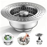 【Diseño universal seguro】El tapón de desagüe para fregadero de cocina cuenta con una junta de silicona engrosada y una construcción de sellado de múltiples capas que garantiza un ajuste firme sin espacios. Esto evita eficazmente la acumulación de agua o fugas. Es adecuado para fregaderos con un diámetro exterior de 75 a 85 mm y una profundidad de más de 40 mm y es compatible con la mayoría de fregaderos de cocina comunes.