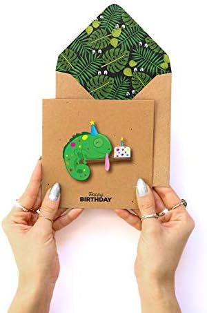 Birthday Chameleon Handmade Greeting Card with Jungle Envelope