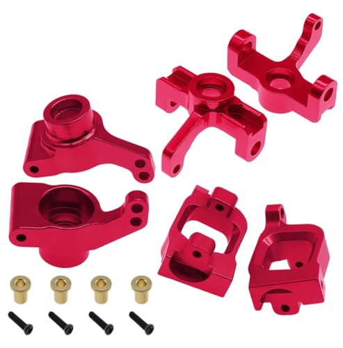 Aluminum Front/Rear Steering Hub Base C Carrier Knuckle Upgrade Part for WLtoys 144001 1/14 RC Car Truck Buggy Replacement Accessories (Red)